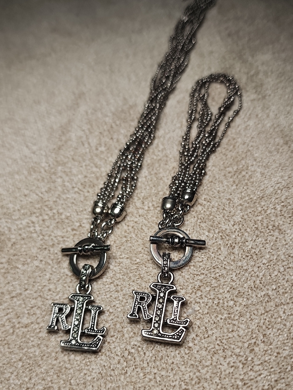 Vintage Ralph Lauren Logo Charm Short Necklace & Bracelet Set